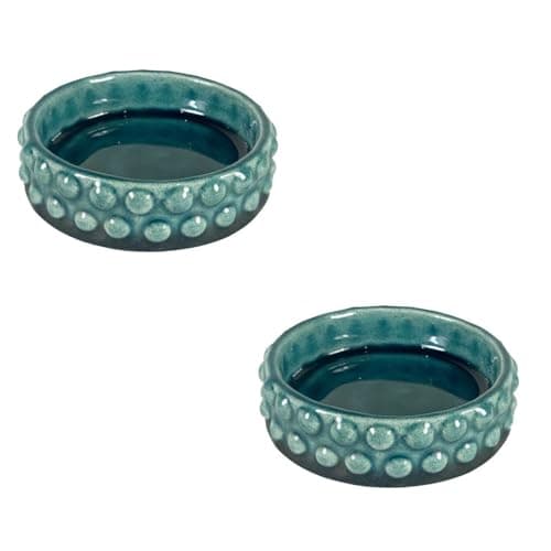 Lasaki Bubble Small Tray Blue HT10 Set of 2 | Round Ceramic (Plates/Saucers) for Pots, Planters, Flowers, Succulents | Decorative Garden Accessories | (H - 3 X D - 10.5 cm) Plants Not Included