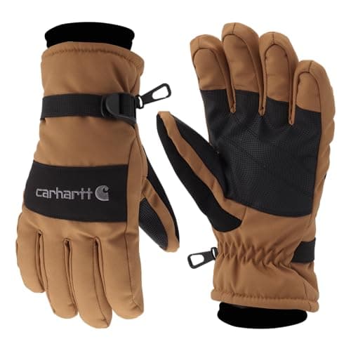Carhartt Men's Waterproof Insulated Knit Cuff Glove, Brown Black, Small