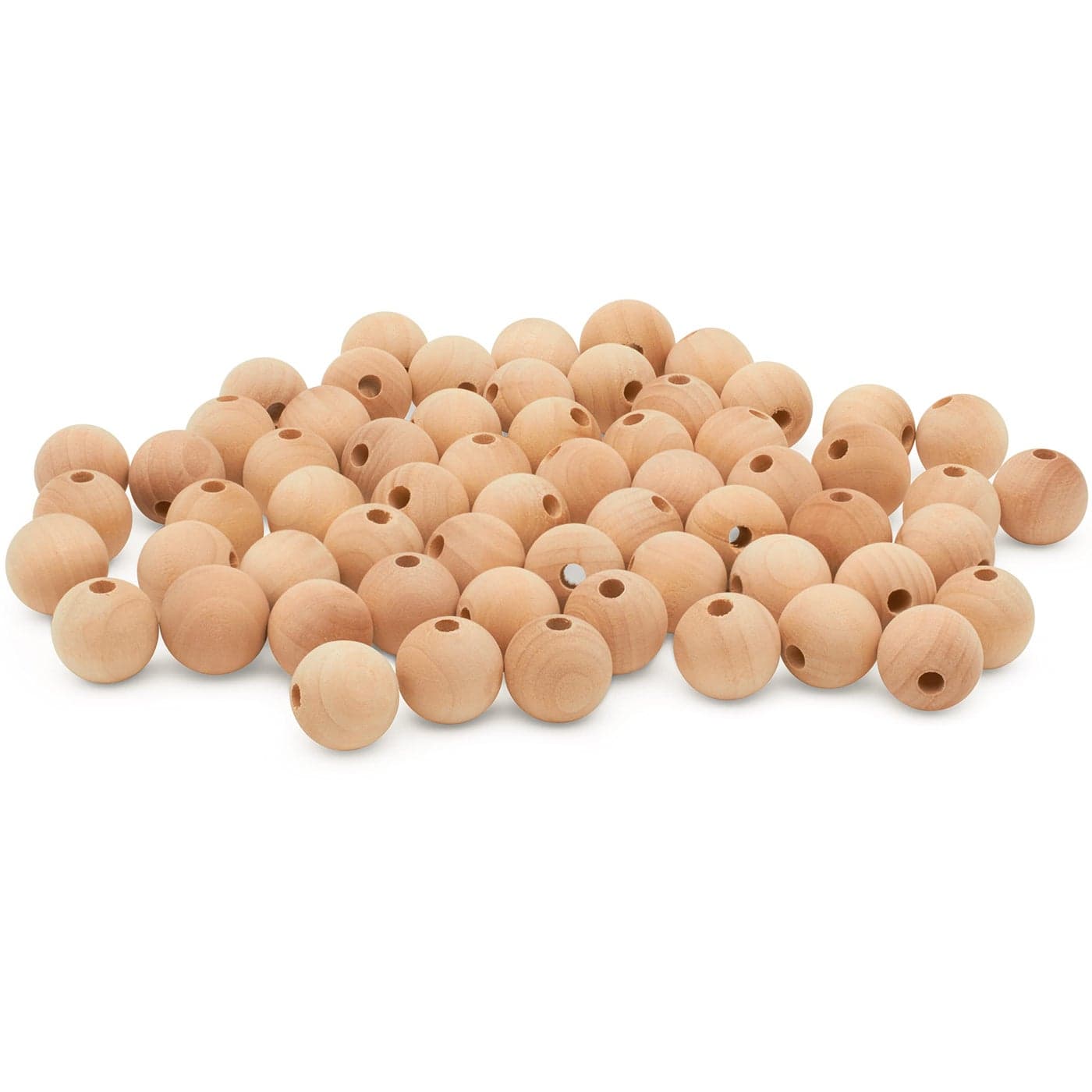 Large Wooden Beads for Crafts Pack of 100 19mm 34 x 316 Inch Hole Large Wood Beads for Crafts withHoles for DIY Round Wooden Balls for Crafts Wood Beads for Jewelry Making Woodpeckers