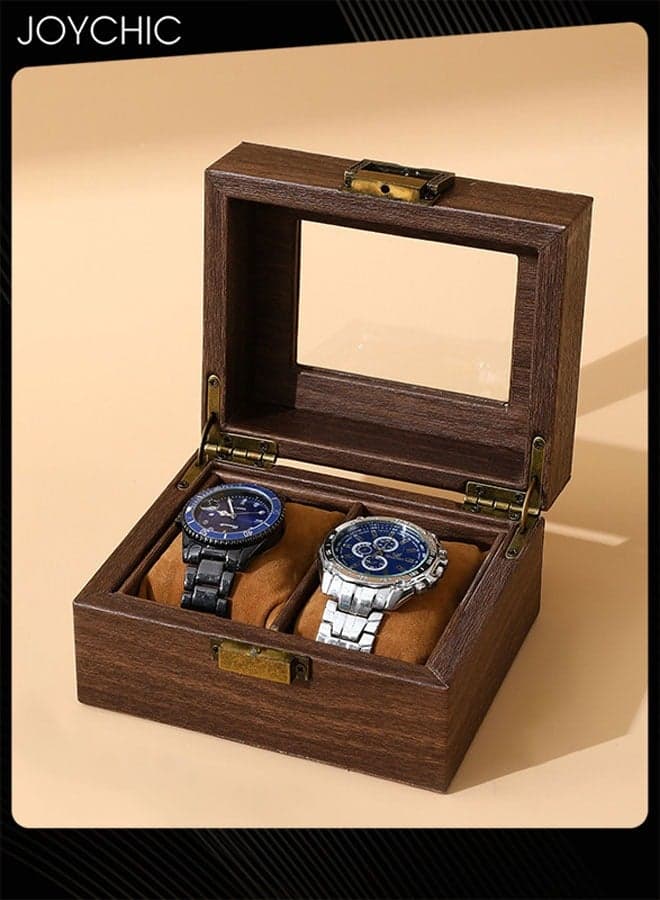 2 Slot Watch Box with Vintage Wood Grain Storage Display Box