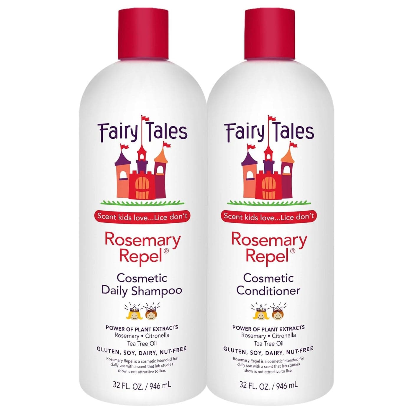 Fairy Tales Rosemary Repel Shampoo and Conditioner Duo - Kids' Favorite Scent, Lice Deterrent (Pack of 2)