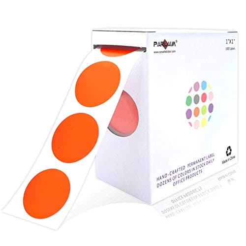 PARLAIM 1" Orange Round Color Coding Circle Labels, 1000 per Roll in Dispenser Box, 1 inch Office Dot Sticker
