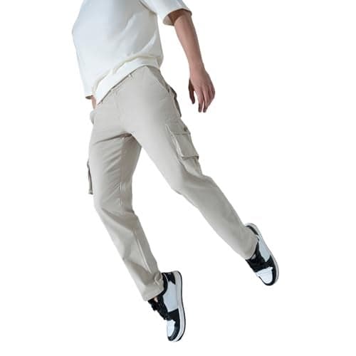 Hubberholme Men Slim Fit Casual Comfortable Stretchable Trouser, Color - Cream, Size - 30, (Model Name: 8037-30)