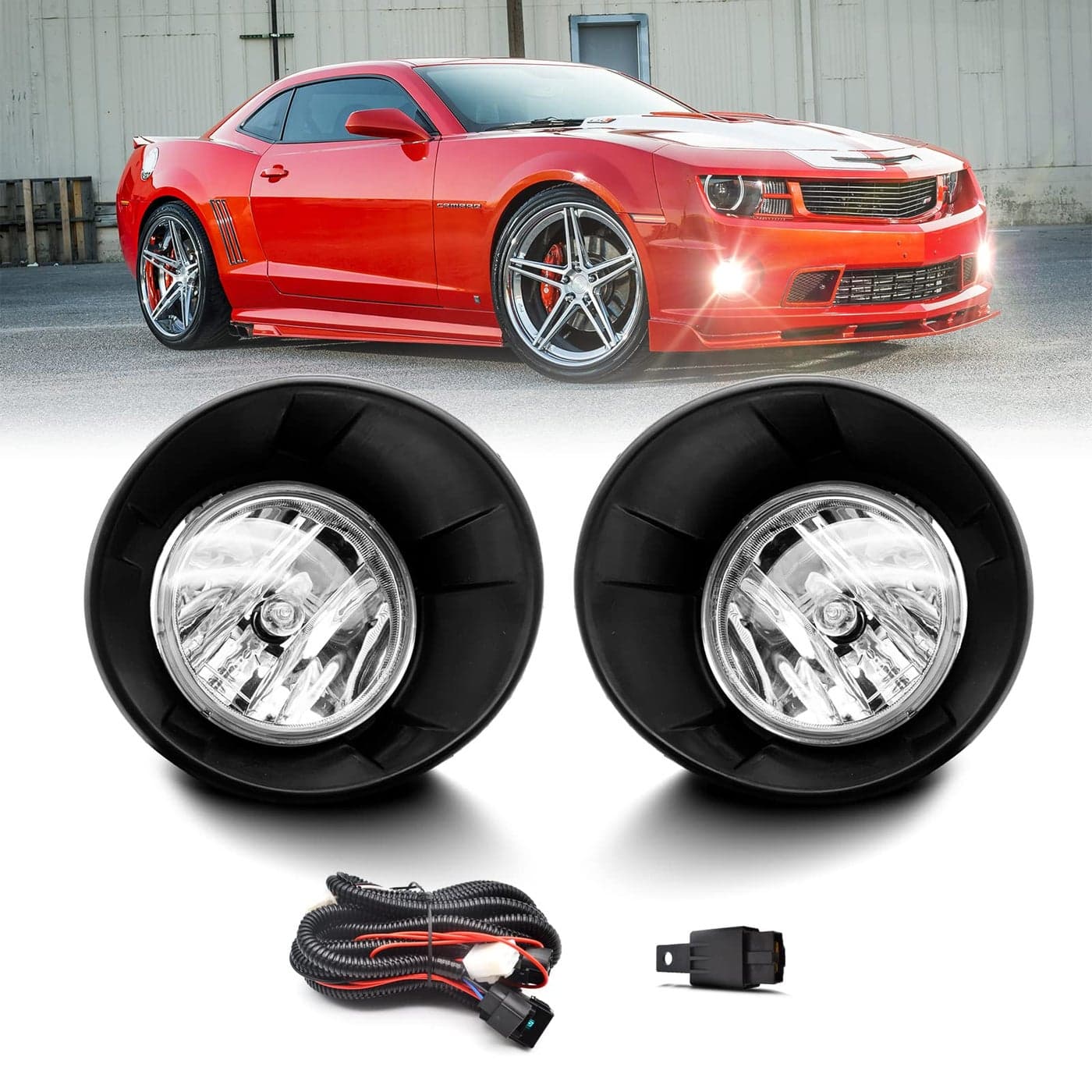 Shocklight Fog Light Driving Lamp Assembly For 20102013 Chevy Camaro with Wiring Harness and Switch