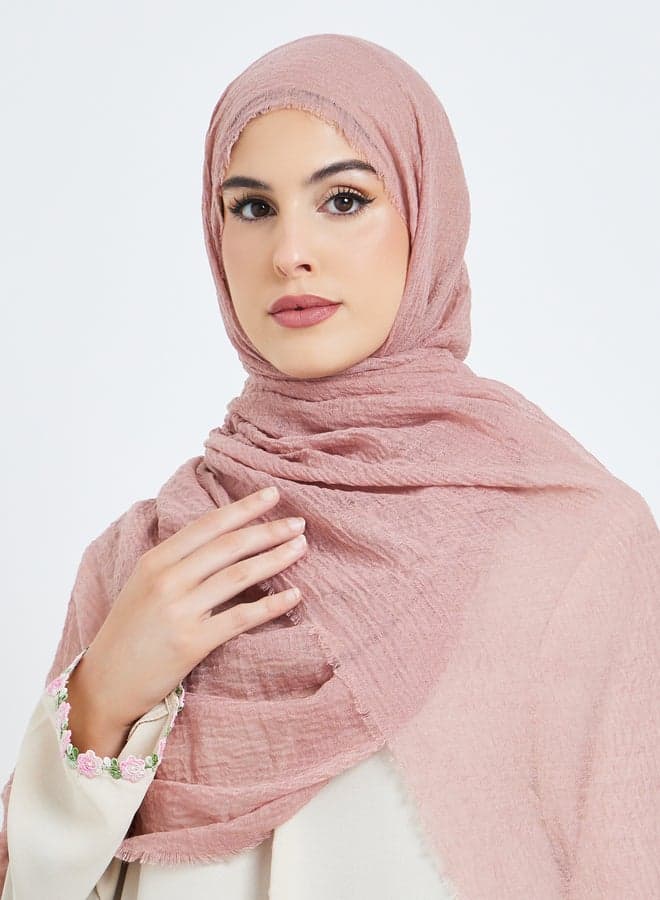 Pink Raw Edge Textured Hijab