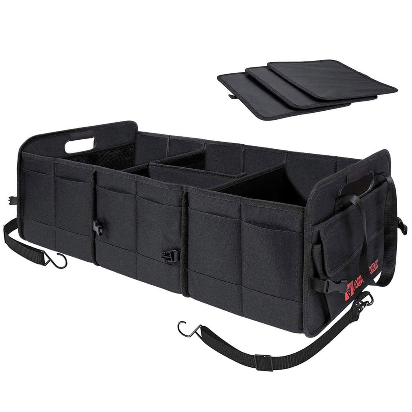 AUTOARK Multipurpose Car Trunk Organizer with StrapsNonSlip Waterproof BottomDurable Collapsible Adjustable Compartments Cargo StorageUpgraded HandleAK076