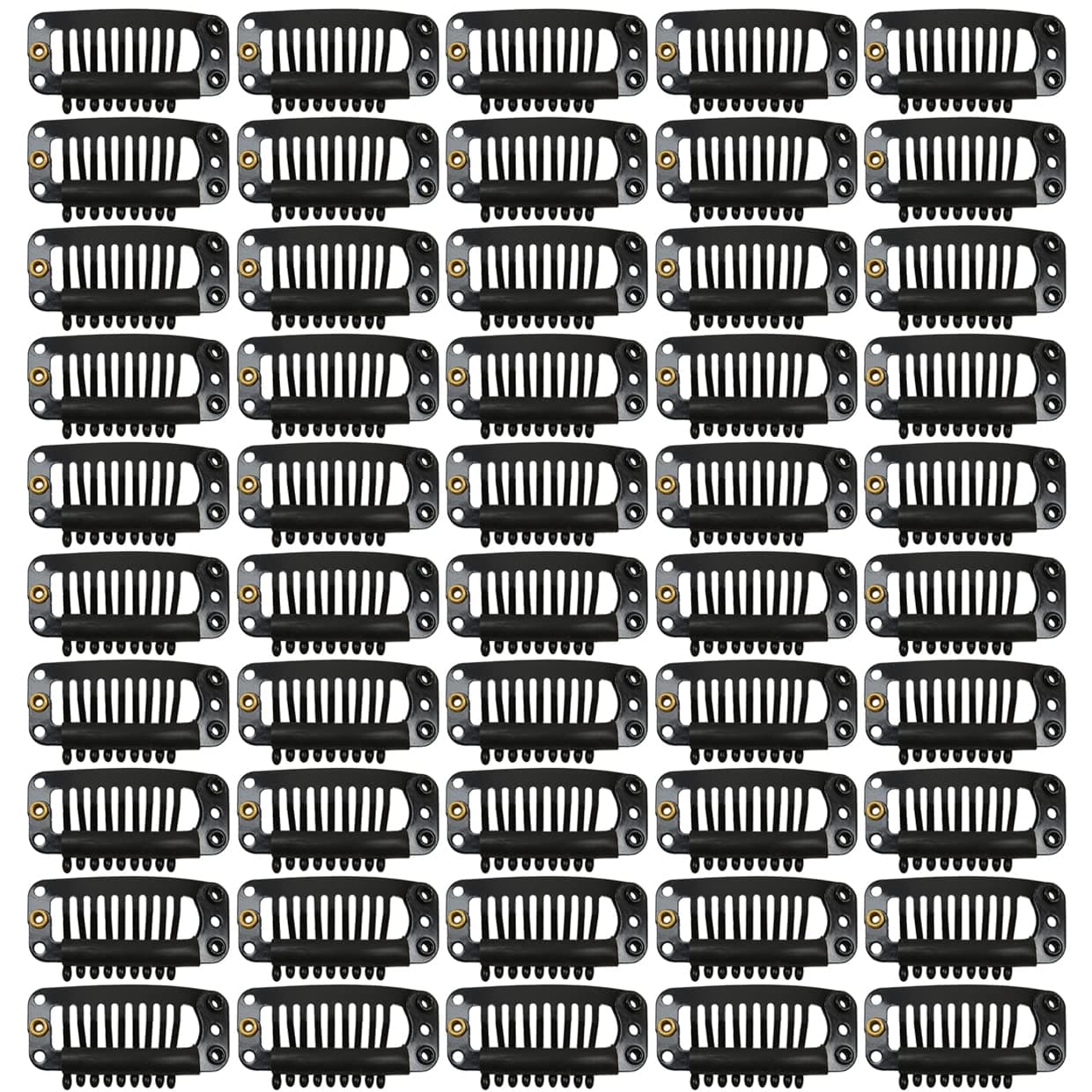 50 Pcs Hair Extension Clips 32mm 9teeth Wig Clips Metal Snap Hair Clips with Rubber Silicone Back for Wigs Hairpiece Accessories DIY Clips Black