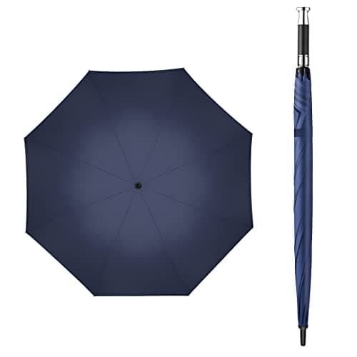 STAR WORK King Edition Waterproof Big Umbrellas for Men & Women | Stylish Handle with Umbrella Cover | Anti Fade Summer Winter Large Chaata | Metal Stick & Floor Pointer | Double Canopy (Blue)