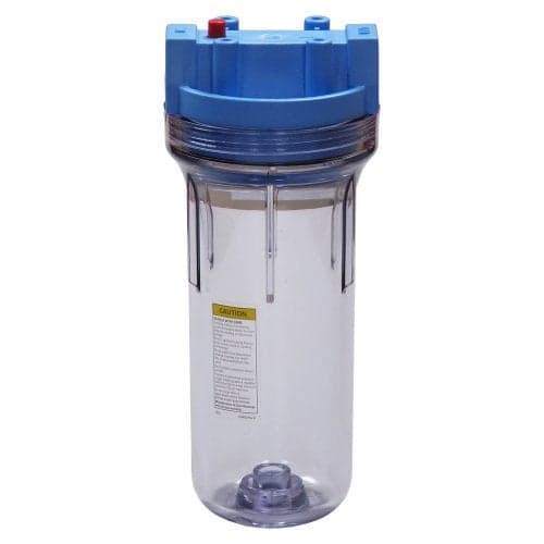 Pentair Pentek 150071 Traditional Standard Filter Housing, 3/4" NPT #10 Clear Water Filter Housing with Mounting Bracket Cap and Pressure Relief Button, 10-Inch, Blue/Clear