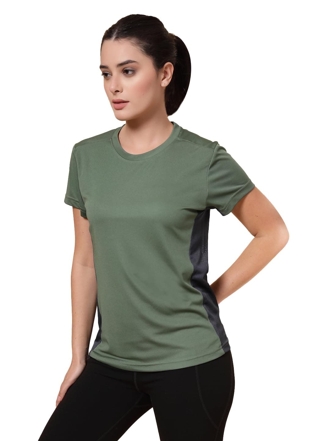 CHKOKKO Gym Tshirt for Women Workout Dry Fit t Shirt Sports Tshirt Lightweight Round Neck Breathable Half Sleeve Activewear Mesh Running Yoga Tops for Woman LightGreen XXL
