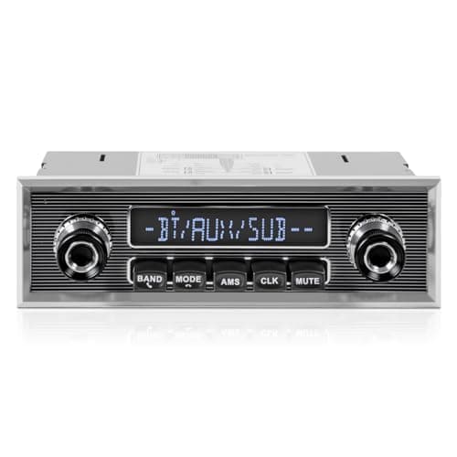 Retro Vintage Radio for Classic Vehicle - Single Din Bluetooth Car Stereo with AM FM USB AUX EQ Subwoofer RCA Output