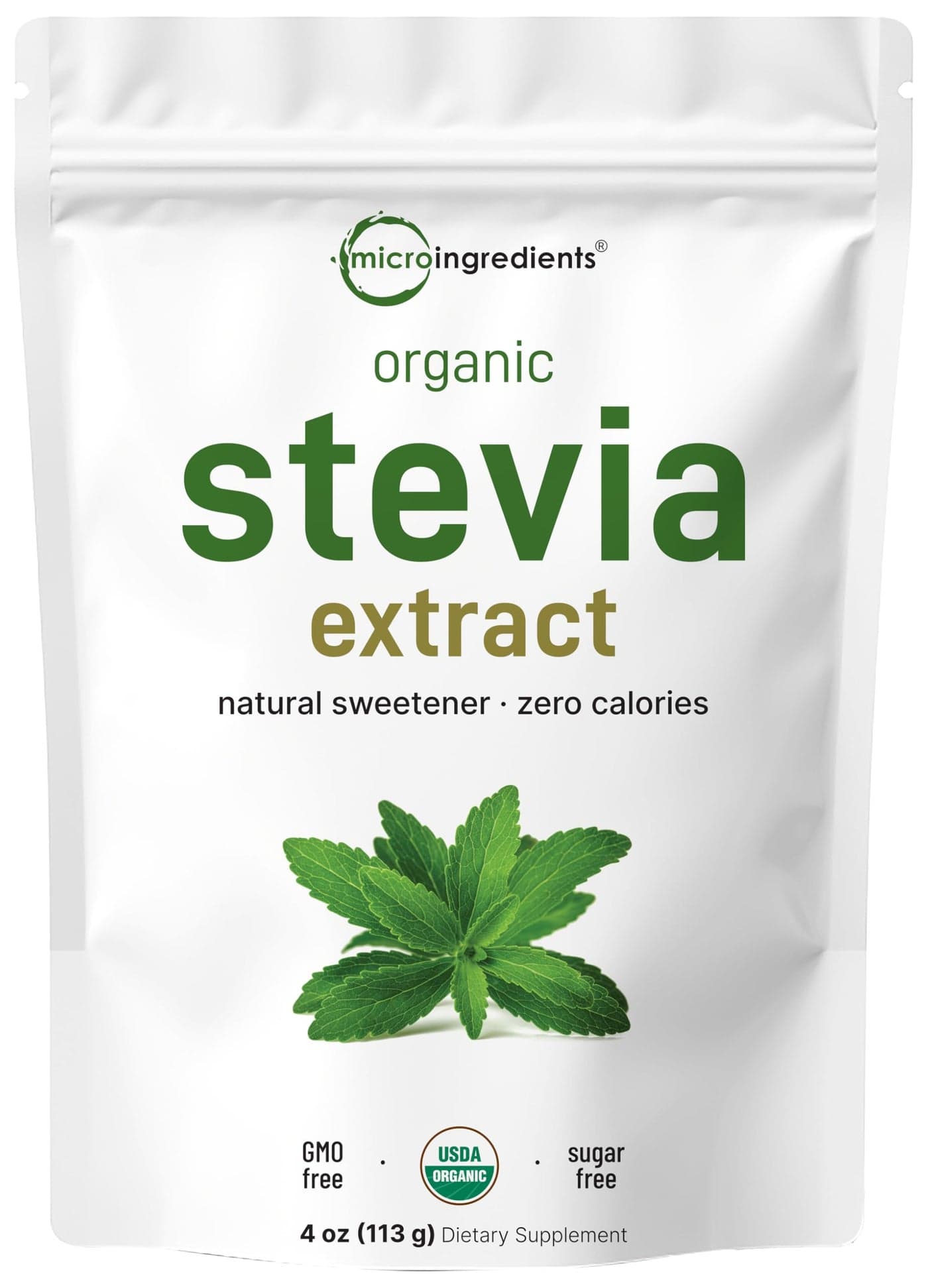 Micro Ingredients Pure Organic Stevia Powder 4 Ounces 706 Serving Highest Grade Stevia Green Leaf Extract RebA Reduced Bitter Aftertaste 0 Calorie Natural Sweetener Sugar Alternative Keto Friendly