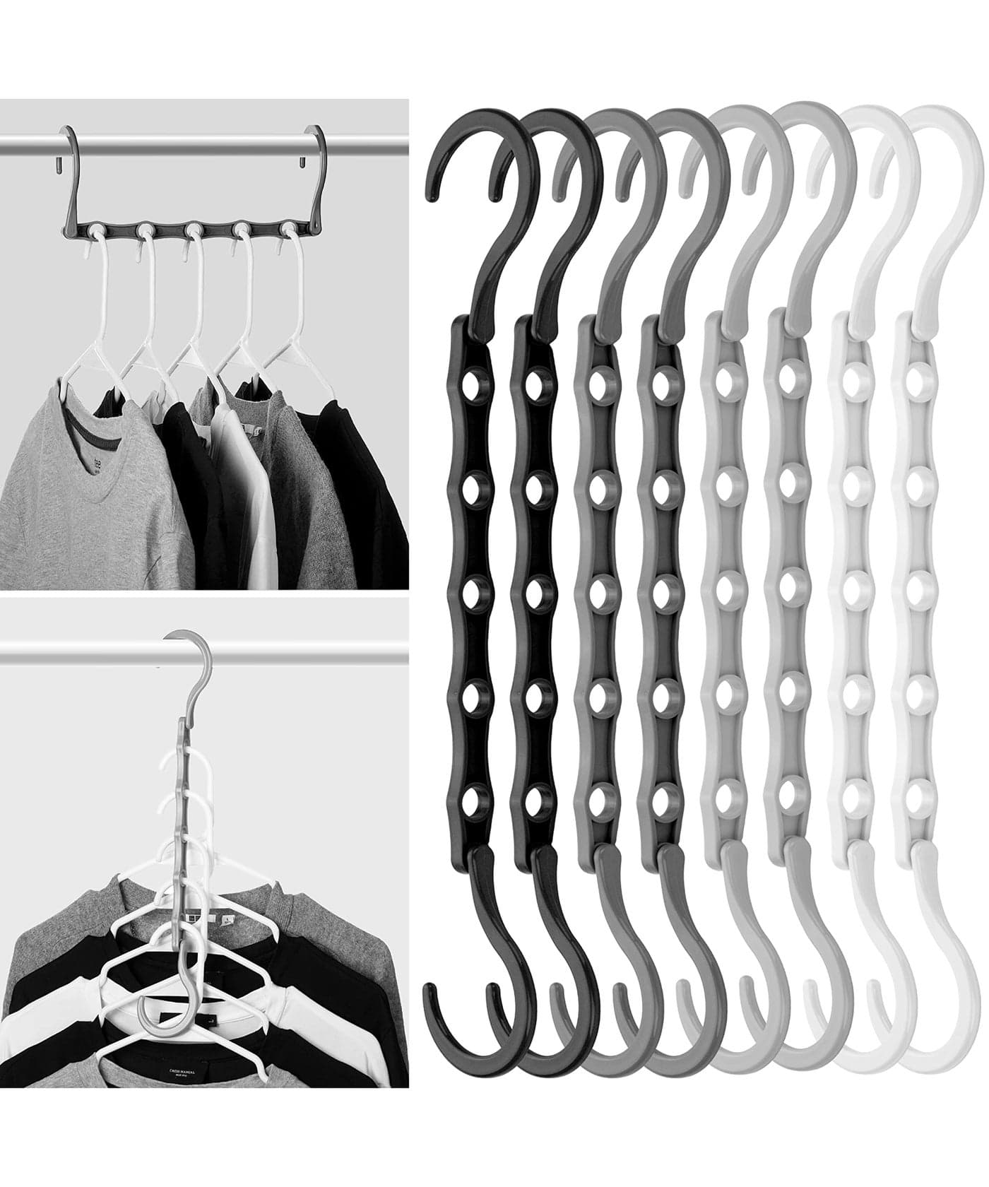 Mr Pen Space Saving Hangers 8 Pack Mixed Color Space Saver Shirt Hangers Black Gray White