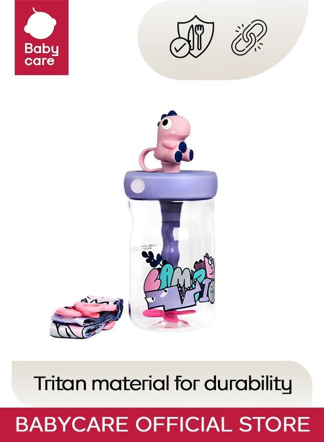 Babycare - T-Rex Toby Sippy Cup, Purple, 500 ml, BPA-Free, Leak-Proof, Non-Toxic, Easy Grip Handle, Safe for Toddlers, Spill-Proof Design, Durable, Portable, Ideal for Baby Feeding