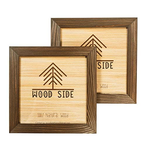 Rustic Wooden Square Picture Frames 8x8 - Set of 2-100% Natural Solid Eco Wood with Real Glass for Wall Mounting and Tabletop Photo Frame - Brown Wenge