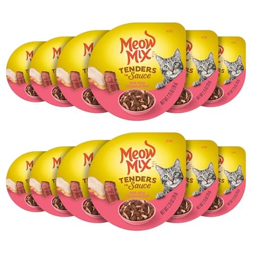 Meow Mix Tenders in Sauce Wet Cat Food, Chicken & Beef, 2.75 Ounce Cup (Pack of 12)