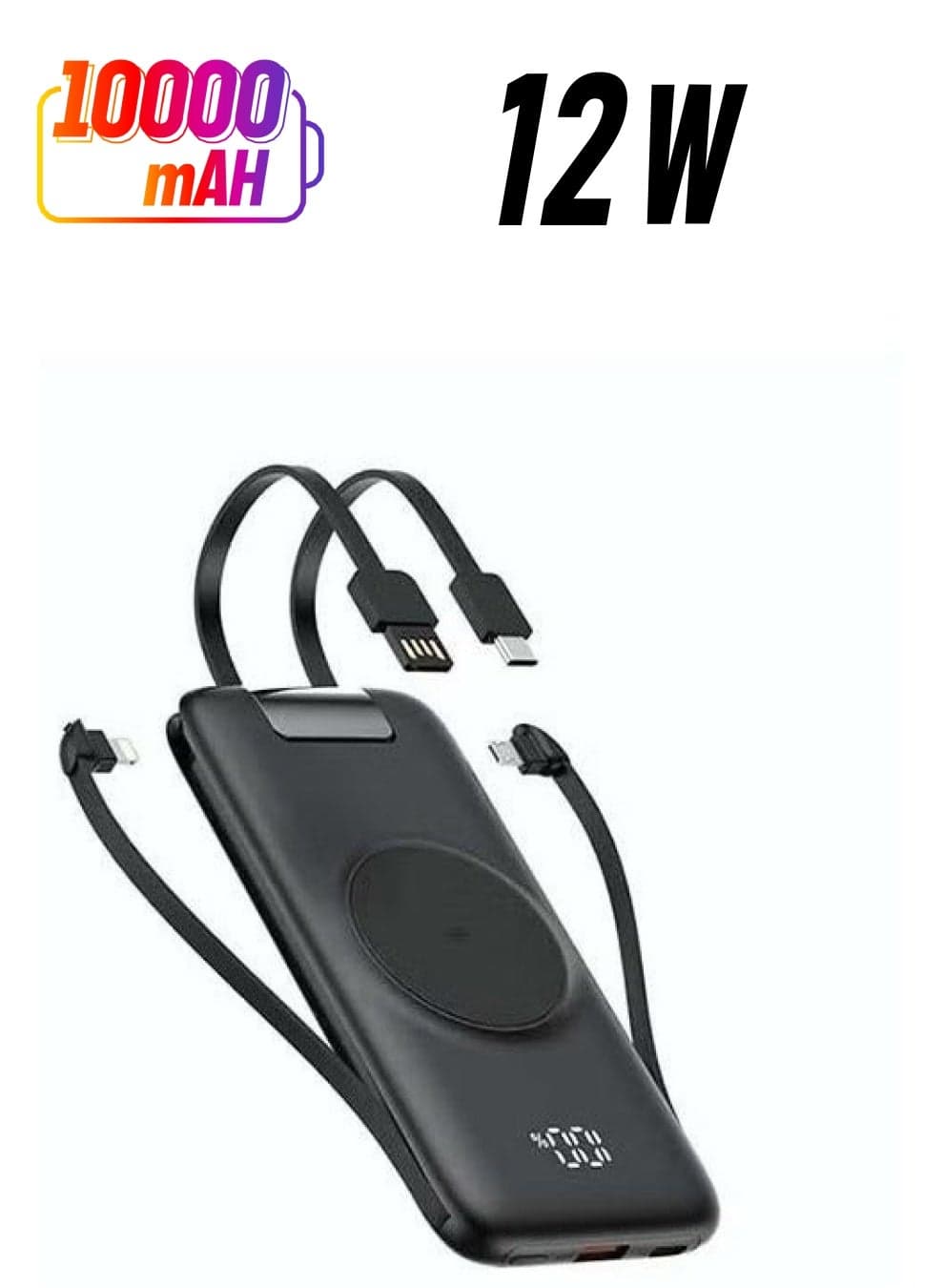 10000 mAh 10000 mAh Wireless Power Bank 12 watt Compatible with iPhone/iPad/Samsung Galaxy and Other Smart Devices Black