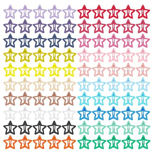 KUBOM 100 Pcs Star Hair Clips Nonslip Toddlers Colorful Cute Mixed Color Metal Hair Barrettes Hair Accessories for Women Girls