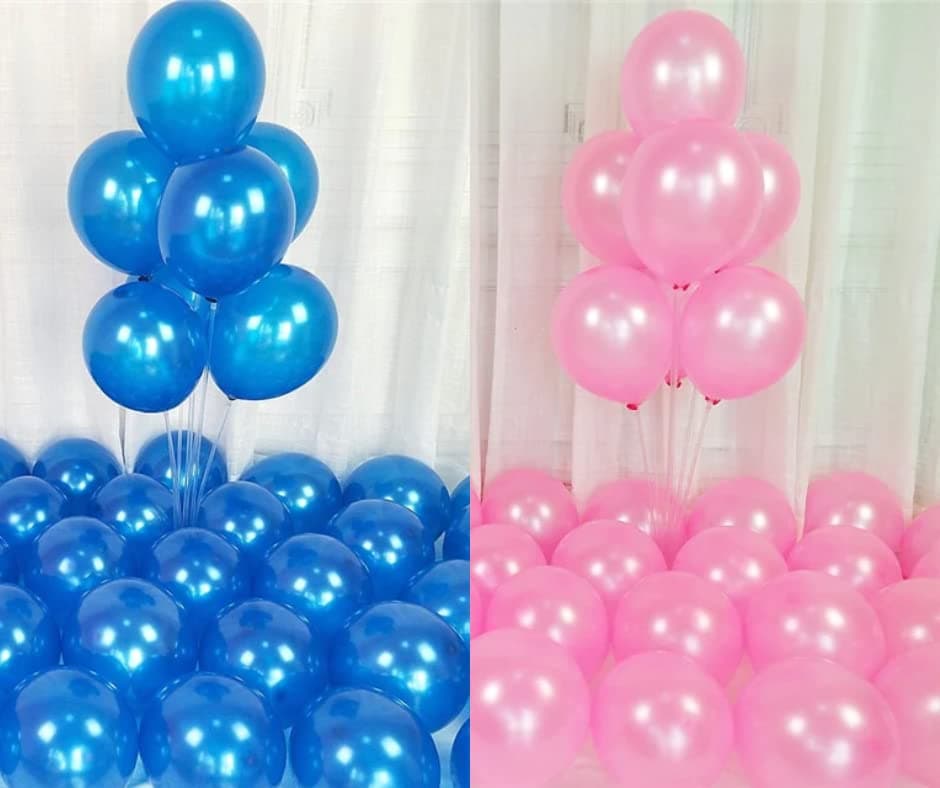 Flyloons Pink Blue Balloons Pack of 50 for birthday decoration items also suitable for Anniversary, Wedding, Celebration, Party