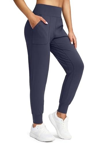 Soothfeel Women's Joggers with Zipper Pockets High Waisted Athletic Workout Yoga Pants Joggers for Women Navy Blue