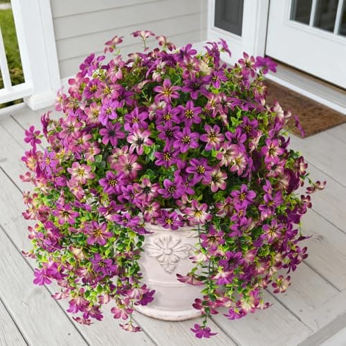 INQCMY Artificial Flowers for Outdoor Faux Hanging Plants Spring Summer Decoration 2 Pcs Faux Flowers for Plant Pot UV Resistant Look Real for Outside Home Garden Entrance Courtyard