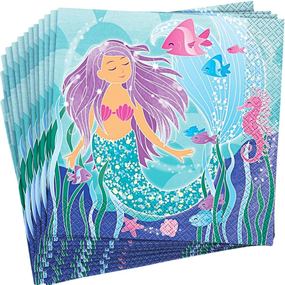 Mermaid Design Luncheon Napkins Pack of 16 Enchanting Designs Perfect for UndertheSea Themed Parties Celebrations