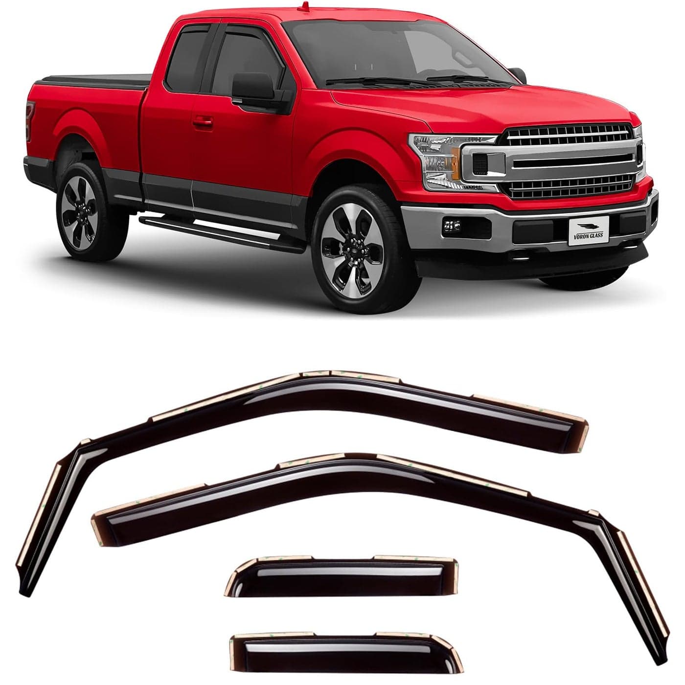 Voron Glass inChannel Extra Durable Rain Guards for Ford F150 20152020 SuperCab Window Deflectors Vent Window Visors 4 Pieces 230095