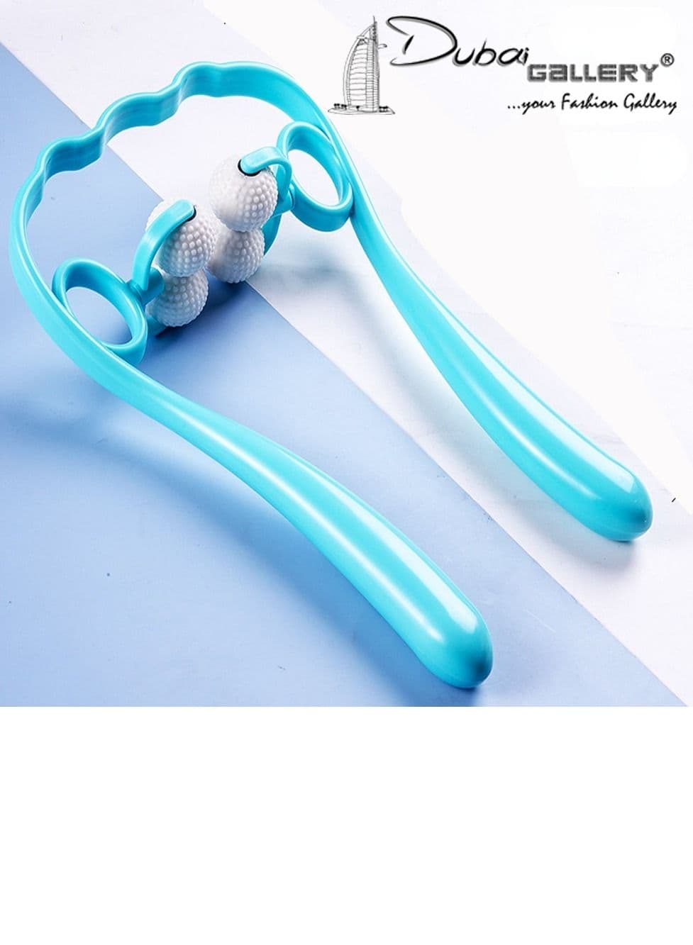 4 Wheel Dual Pressure Point Cervical Neck Massager Pinpoint Roller Neck Spine Massage Tool Relaxer Handheld Roller Therapy Neck Acupoints Manual Massager Blue