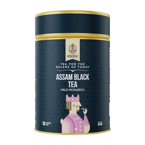 Hindraj Mild Monarch Assam Black Tea Loose Leaves 90 g Premium Assam CTC, Strong Taste, Rich Aroma, 100% Authentic & Freshly Sourced Bold Morning Tea, Digestion Support