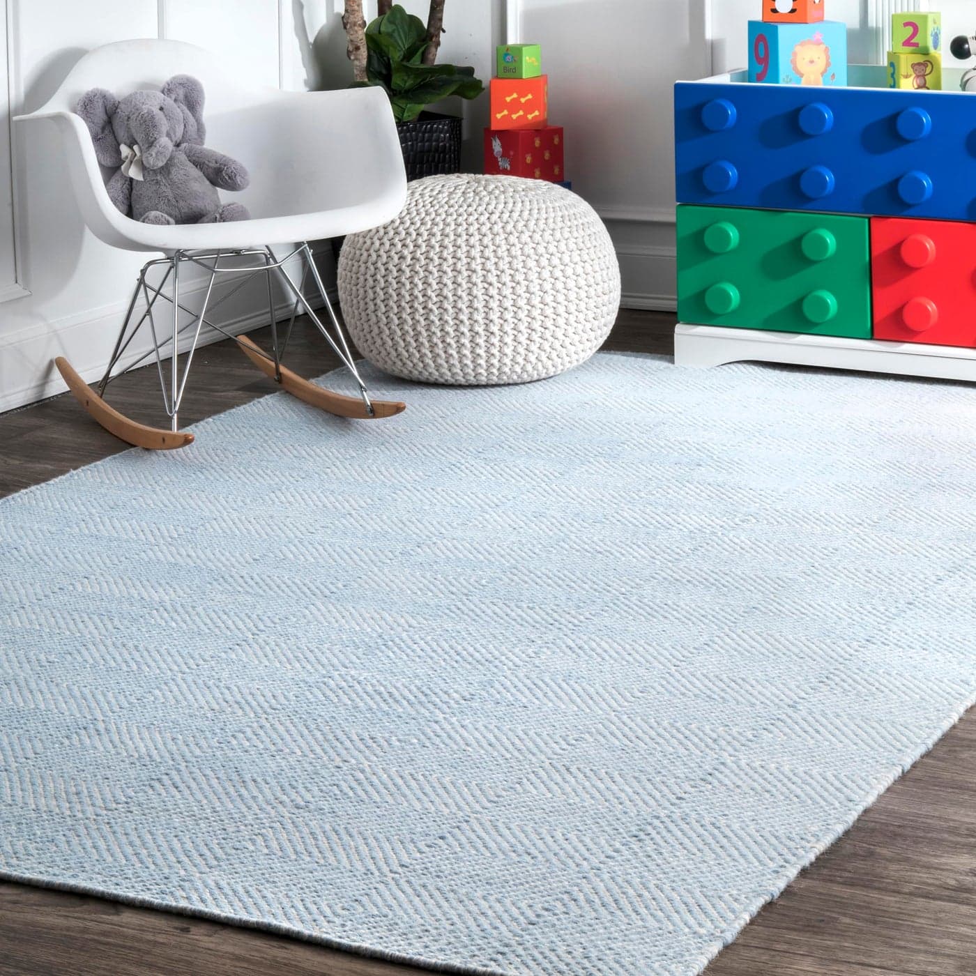 nuLOOM Ago Geometric 8x10 Wool Area Rug for Living Room Bedroom Dining Room Kitchen Light BlueIvory