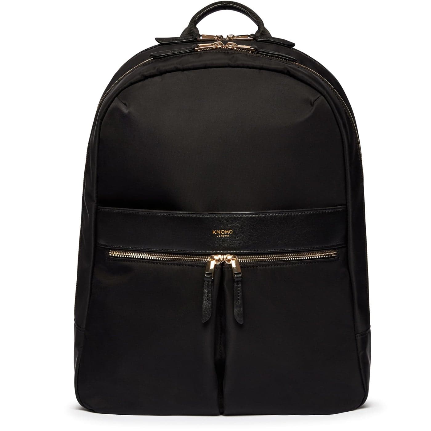 KNOMO Beaufort 15.6" Laptop Backpack Work Bag Purse for Women Large Travel Rucksack with Golden Zip, Black
