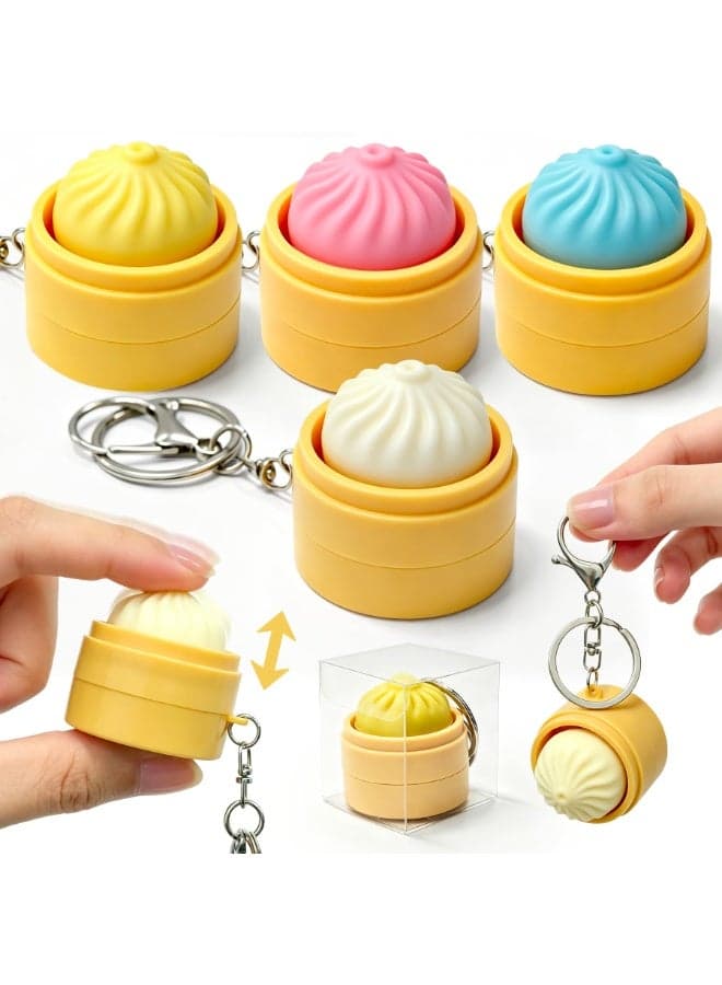 4 Pack Dumpling Keyboard Fidget Toy–Crisp Sound, Stress Relief Cute Dumpling Fidget Clicker Keychain,Anxiety Toys for Adults at Work,Travel, Home–Anxiety Relief & Focus Boost