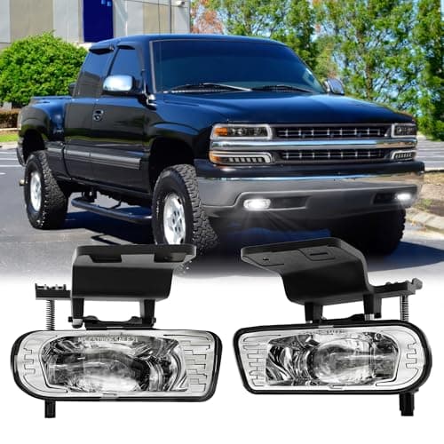 RAMJET4X4 DOT Approved LED Fog Lights Fog Lamps Replacement Compatible with 1999-2002 Chevy Silverado 1500 2500 3500, 2000-2006 Chevy Suburban Tahoe