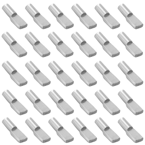Jamiikury Shelf Pins Pegs Spoon Shaped, Silver Shelf Holders Pegs, Nickel Plated Shelf Support Pegs for Shelves Cabinet Closet - 120 Pieces, 5mm
