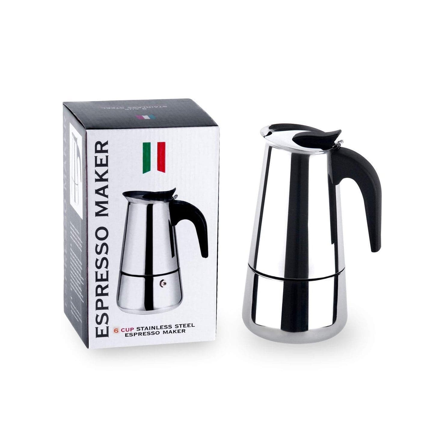 KRIAA ENTERPRISE Stovetop Espresso Maker Moka Pot Premium Stainless Steel Quick Brew Time Classic Italian Design for Bold and Rich Espresso Silver