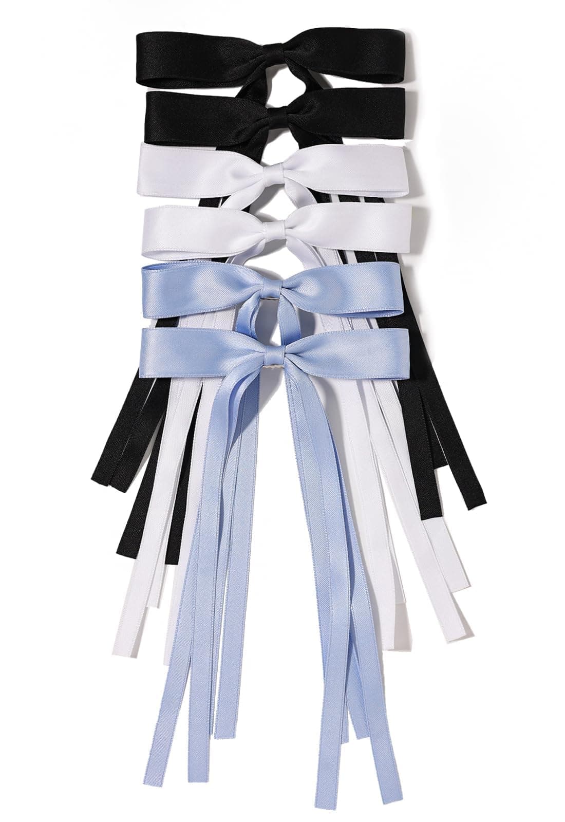 LFOUVRE Hair Bows for Women Black White Light Blue