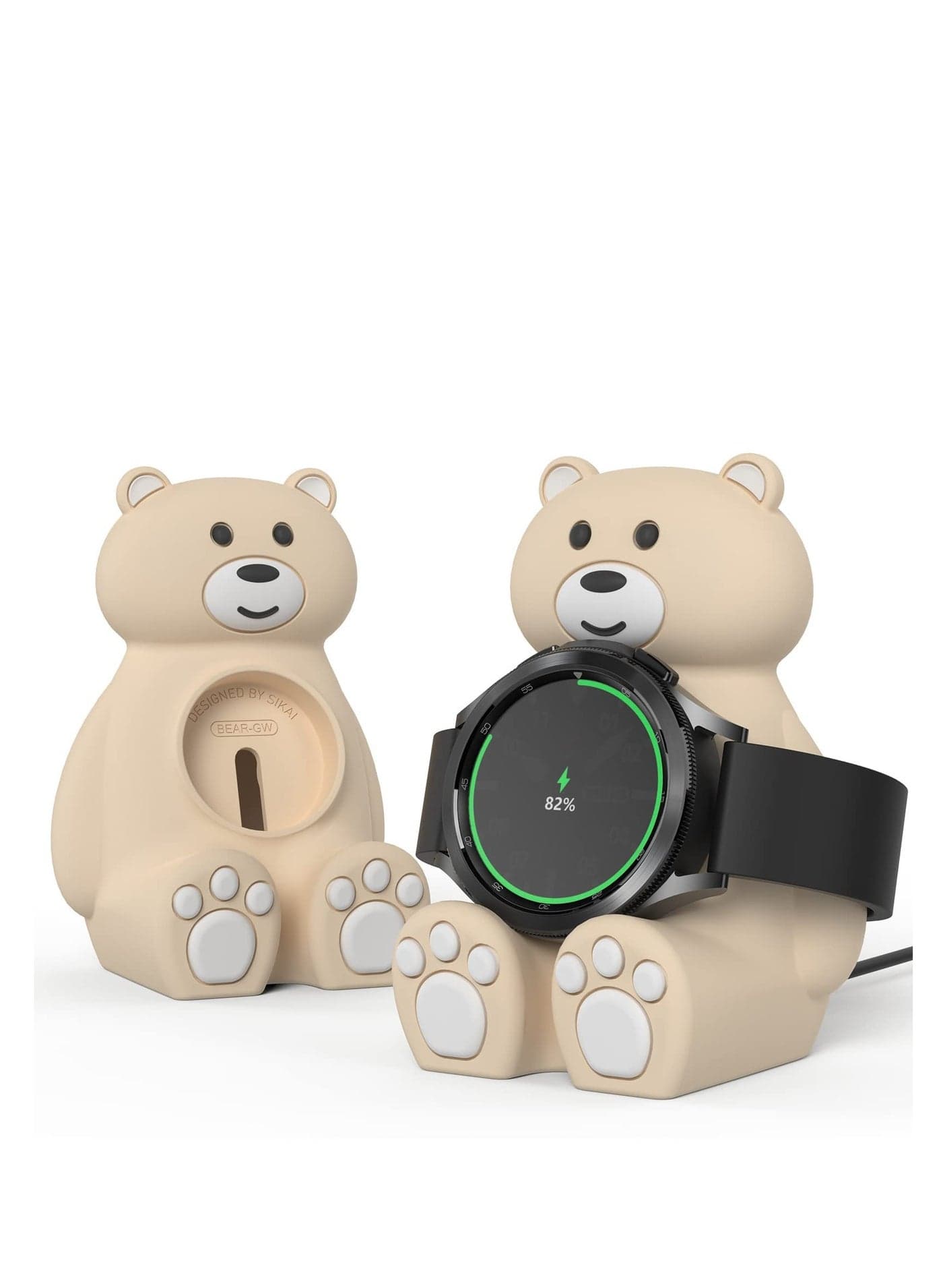 Smartwatch Charger Stand, Compatible with Samsung Galaxy Watch 4/4 Classic/3/Active 2, Cute Bear Silicone Charging Dock, for Samsung Watch Charger Accessories, premium silicone material