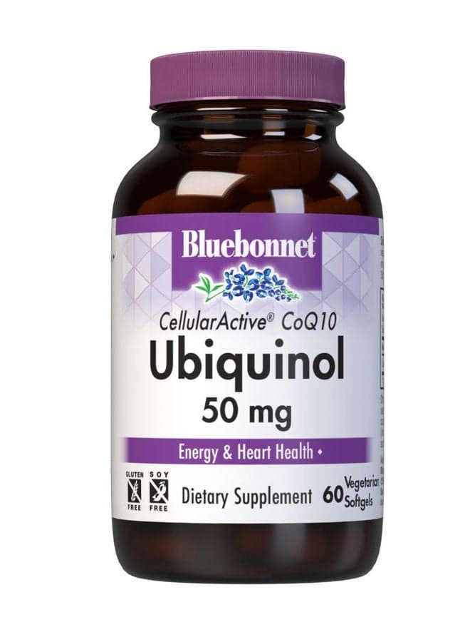 Bluebonnet Nutrition Cellular Active CoQ10 Ubiquinol 50 mg Vegetarian Softgels, Heart Health & Cellular Health, Ubiquinol from Kaneka, Non GMO, Gluten Free, Soy Free, Milk Free, 60 Vegetarian Softgels
