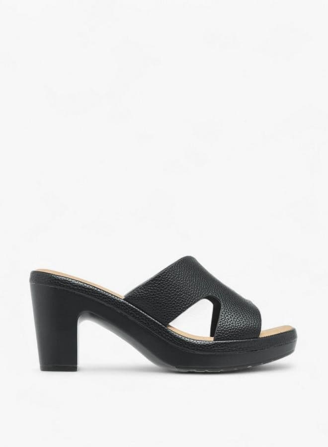 Flora Bella Cut-Out Detail Slip-On Sandals With Block Heels