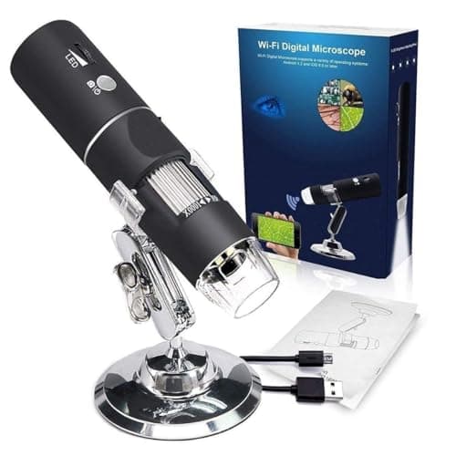 COOLCOLD WiFi Digital Microscope,50X-1000X Digital Zoom Endoscope HD 2MP 8 LED for Android and iOS Smartphone, iPhone, Samsung, Tablet, Windows PC (Black)