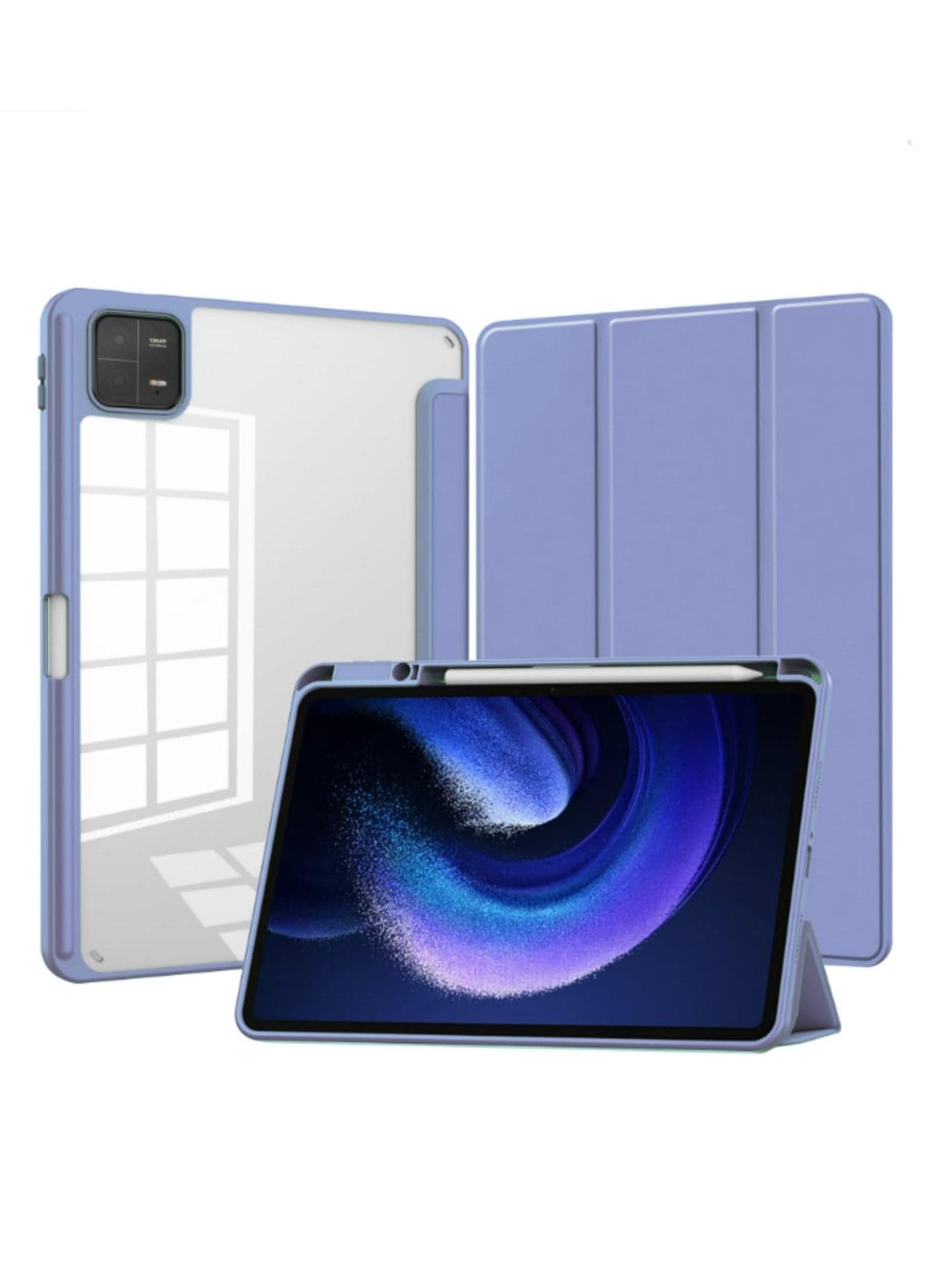 1PCS For Xiaomi Pad 6 Case 2023 Pro 11 Inch Smart Cover with Pencil Holder PU Leather Transparent Protective Funda for Xiaomi Pad 6 and Pad 6 Pro Purple
