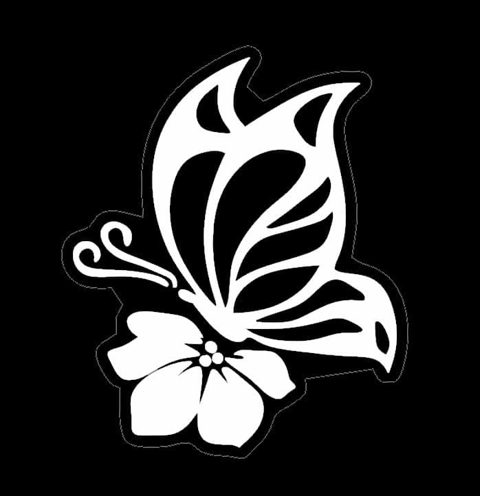 MAKTEM Butterfly with Hibiscus Flower Car Vinyl Decal Hawaii Decal on Window Bumper Mirror Rear Wild Nature Spring Summer Decals for Women Girls Men Good for Car Truck RV Van Bike