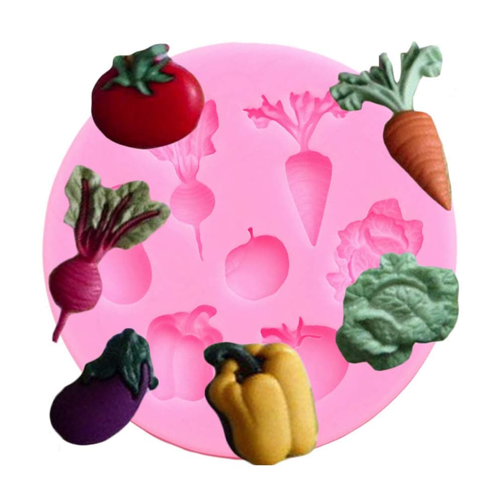 1pc Vegetable Fruit Radish Tomato Eggplant Cabbage Silicone Mold for DIY Candy Desserts Gum Paste Pudding Crystal Cupcake Cake Topper Decor Soap Mould Ice Cube Fondant Jelly Shots Chocolate