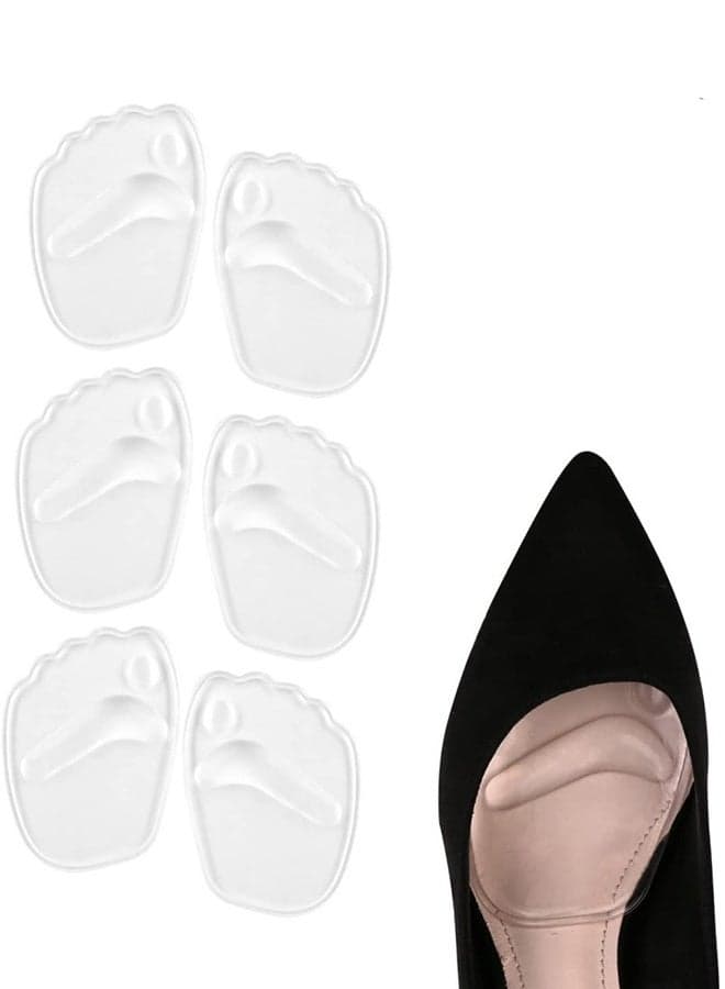 6 PCS Gel Insole for High Heels, Self-Stick Ball of Foot Pad for Women, Shock Absorption Heels Insoles for Pain Relief, Anti-Slip Forefoot Cushions, One Size Fits All