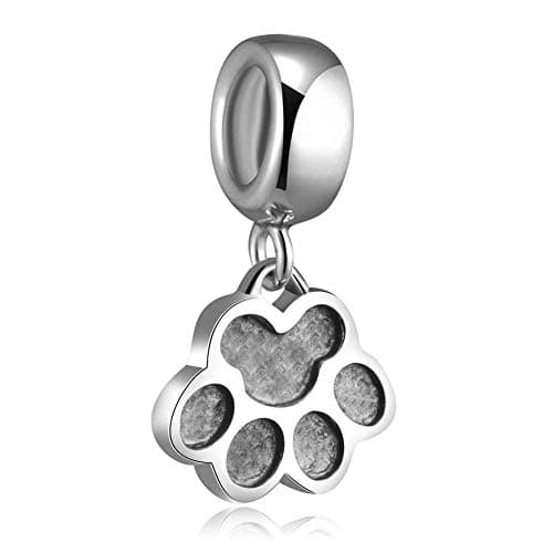 Dog Paw Charm 925 Sterling Silver Pet Pendant Animal Bead for Pandora Charms Bracelet Gift for Anniversary Birthday Christmas Day