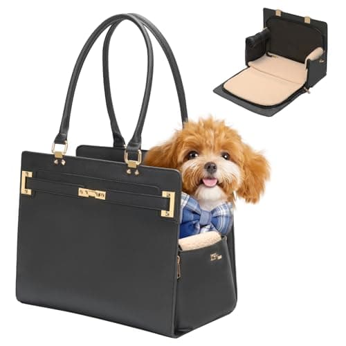 2in1 Stylish Dog Purse Carrier SoftSided Carriers Travel Tote Bag for Small Dogs Cats Fashion Foldable Pet Bag for Puppies Small Animals with Pockets Black 15 L x 75 W x 122 H