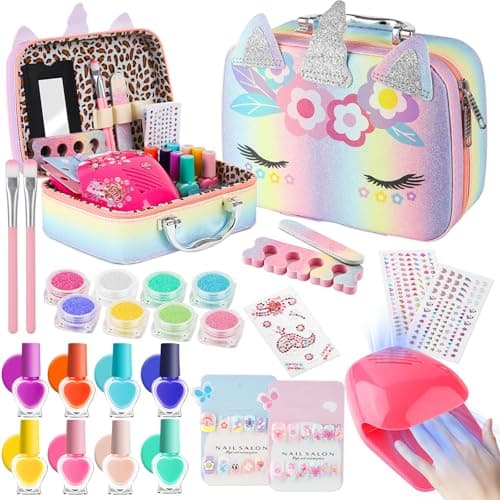 Kids Nail Polish Set for Girls Quick Dry Nail Polish Salon Kit Peelable Nail Polish Ideal Gift Toys for Toddlers Children Princess Christmas Birthday Gifts Toy Age 312