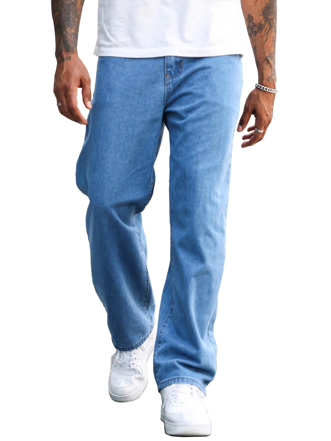 AVANOVA Men's Blue Denim Cotton Oversized Loose Baggy Relaxed Fit Wide-Leg Roomy Jeans Pants for Men (Jeans 167 Blue-30)