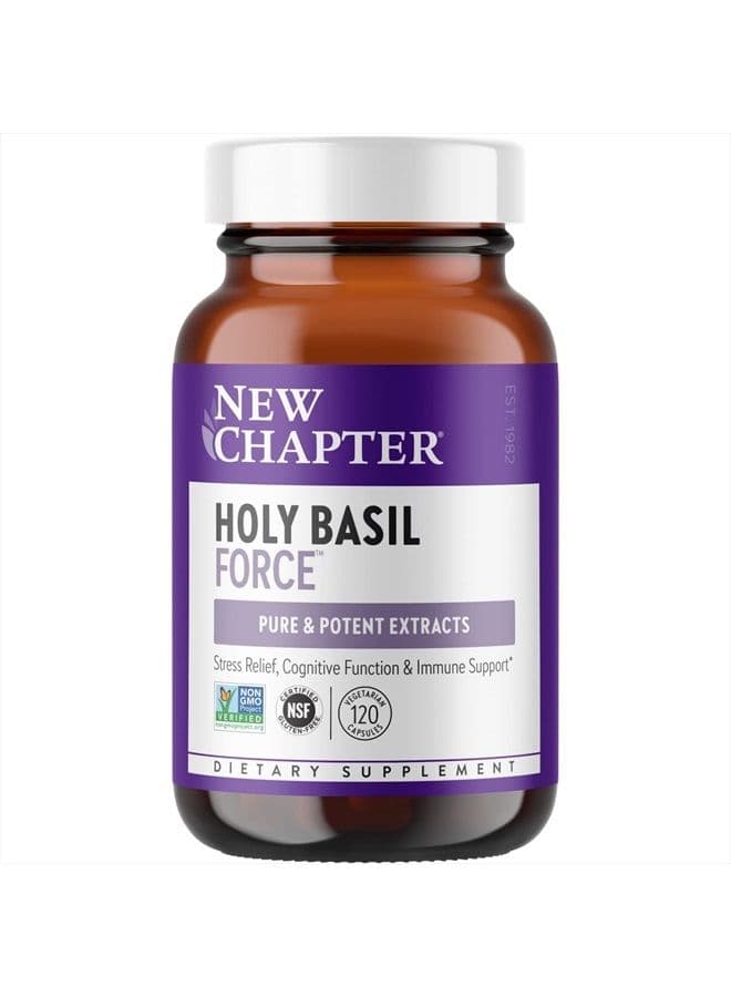 Stress Relief Supplement - Holy Basil Force with Supercritical Holy Basil for Stress Support + Immune Support + Non-GMO Ingredients - Vegetarian Capsules, 120 Count