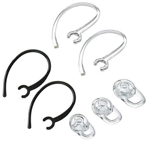 Earbuds Earhooks Bluetooth Replacement Set for Plantronics Voyager Edge Wireless Bluetooth Replacement Earbuds Ear-Tips and Earhook 1 SMALL 1 MEDIUM 1 LARGE, 2 Clear Earhooks & 2 Black Earhook (CLEAR)